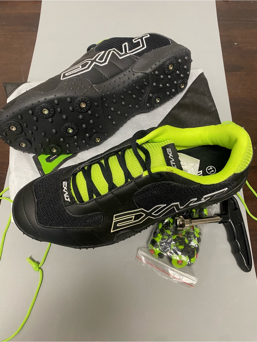 EXALT Black and Neon Green Turf/Cleat Shoes